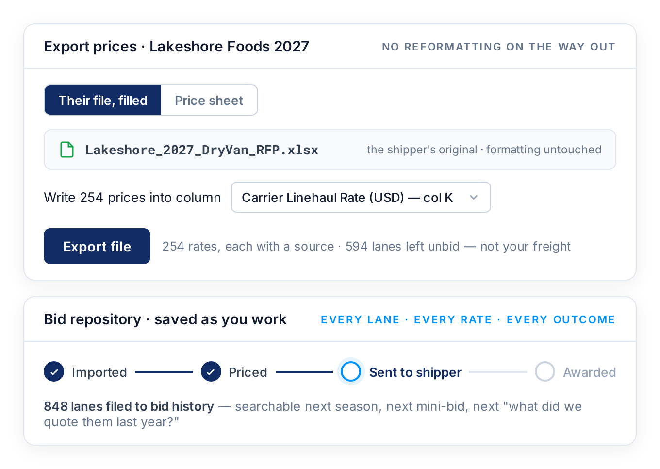 Export: their file filled, bid repository ribbon